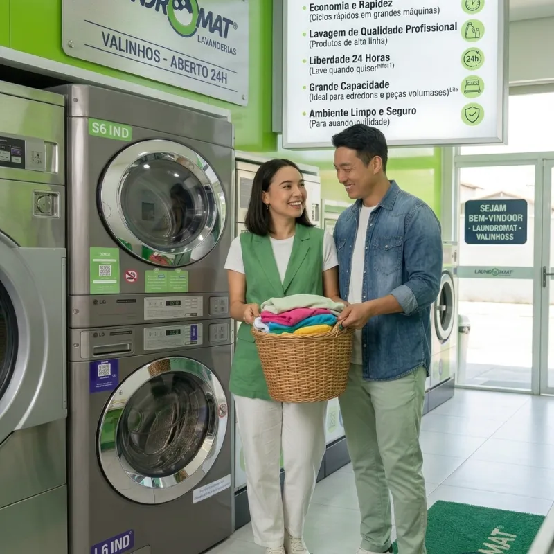 Cuidar das suas roupas ficou muito mais prático, rápido e econômico na Laundromat Valinhos! 🧺💚