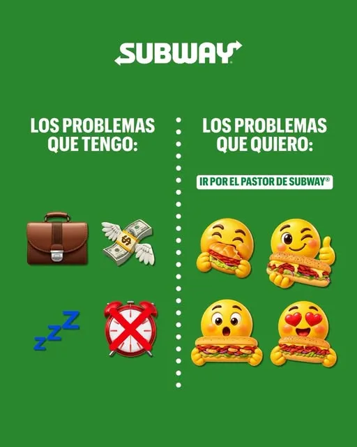Mis problemas pueden esperar… el Pastor de Subway®️ no. 😌💚
