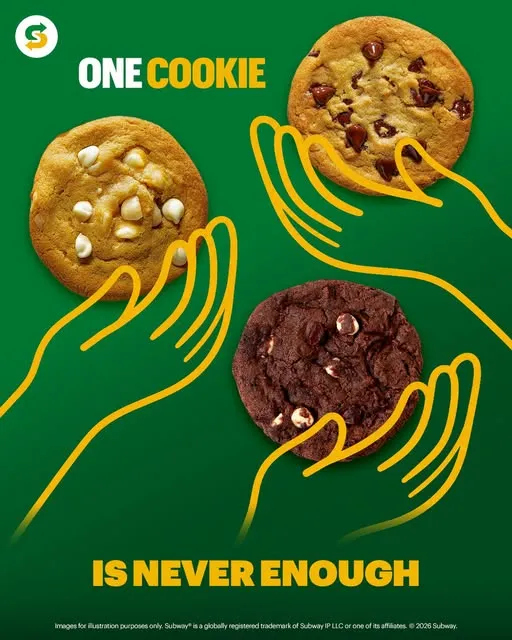 There’s always room for one more Subway® cookie. 🍪🤎