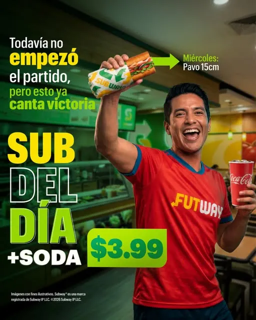 Antes del partido, hay Subway. ⚽🥪