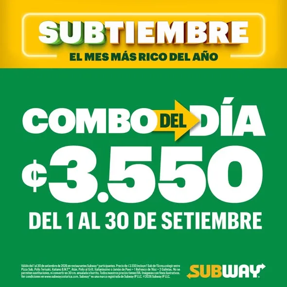 En Subtiembre solo tenés un objetivo: comer bien por ₡3.550. 🙌✨