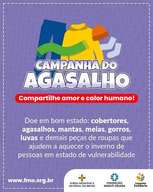 Fundação Mokiti Okada lança a Campanha do Agasalho 2026