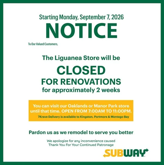 Starting Monday, September 7, 2026