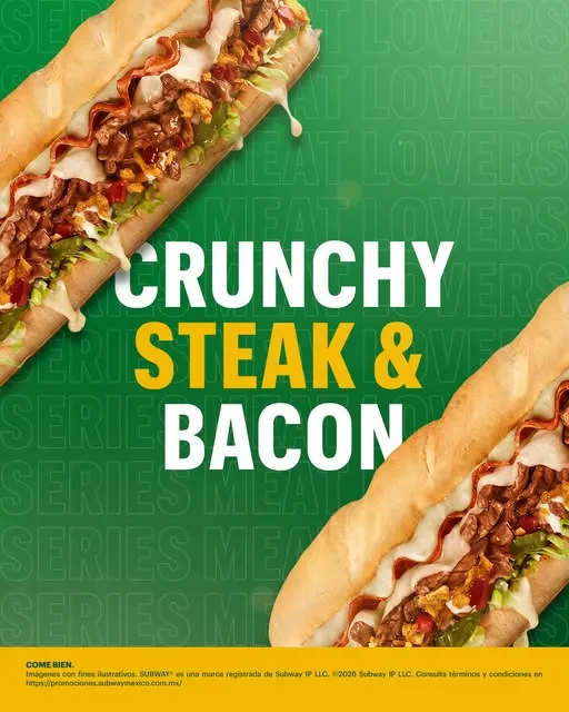 Sub Crunchy Steak & Bacon… Te mira, te reta y te conquista. 🔥 🫦 🥓