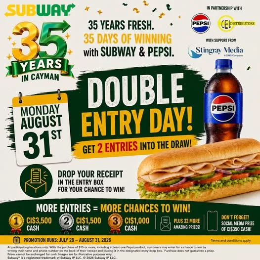 🎉 DOUBLE THE ENTRIES. DOUBLE THE CHANCES! 🎉