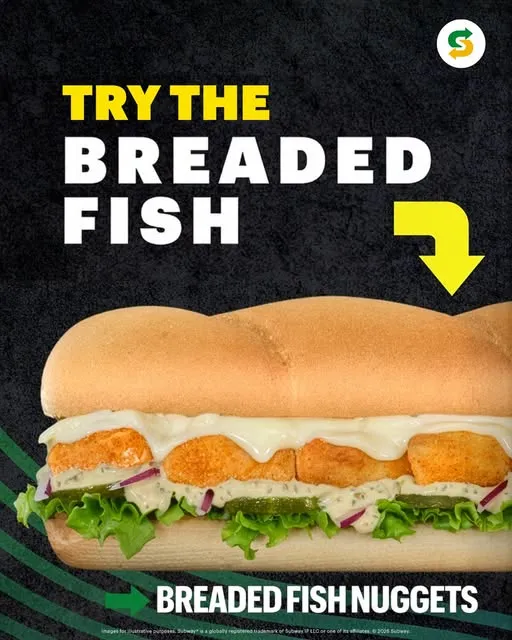 Crispy, golden, and packed with flavour. Have a bite of the Breaded Fish Sub today! 🐟🥪