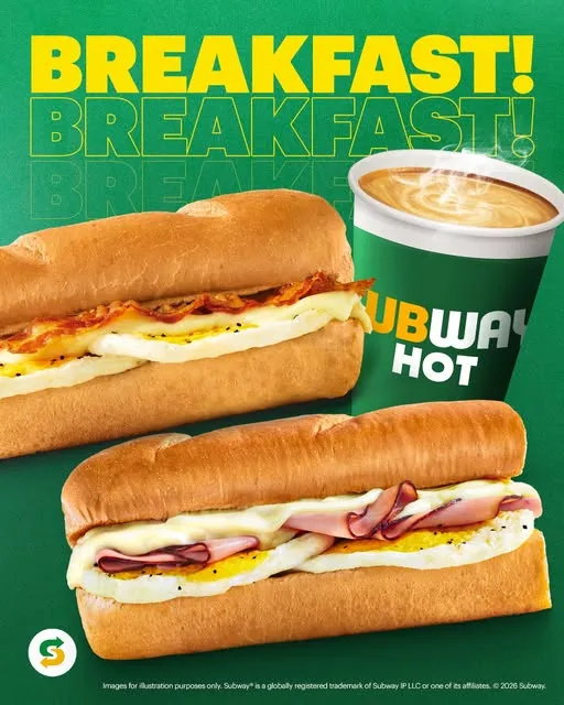 Make this morning a Subway morning! ☀️ We serve breakfast from 7am - 11am!