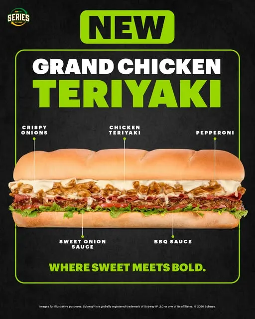 Love bold flavors? The new Grand Chicken Teriyaki arrives with everything you need. Sweet, bold, and absolutely delicious. Try it today!