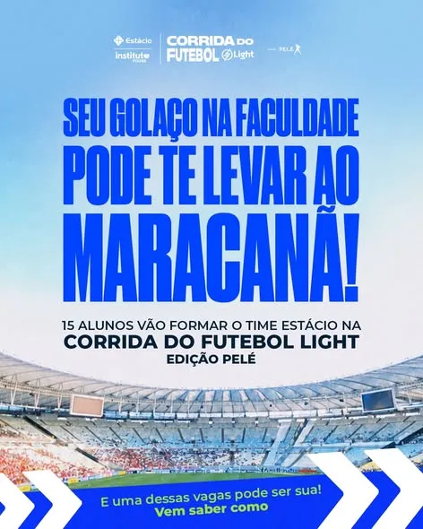 Pelé fez história no Maracanã. Agora, o seu golaço na faculdade pode te levar até lá!
