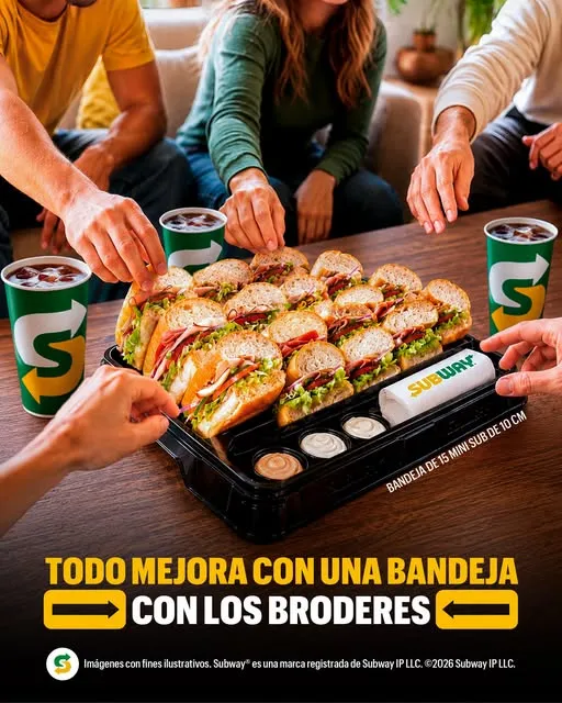 Compartir sabe mejor cuando hay Subway® sobre la mesa