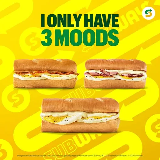 Make this morning a little more delicious with a Subway breakfast! 🍳☀️