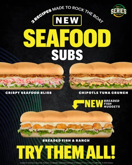 Try Subway®'s NEW Seafood Subs and our NEW Breaded Fish Nuggets.