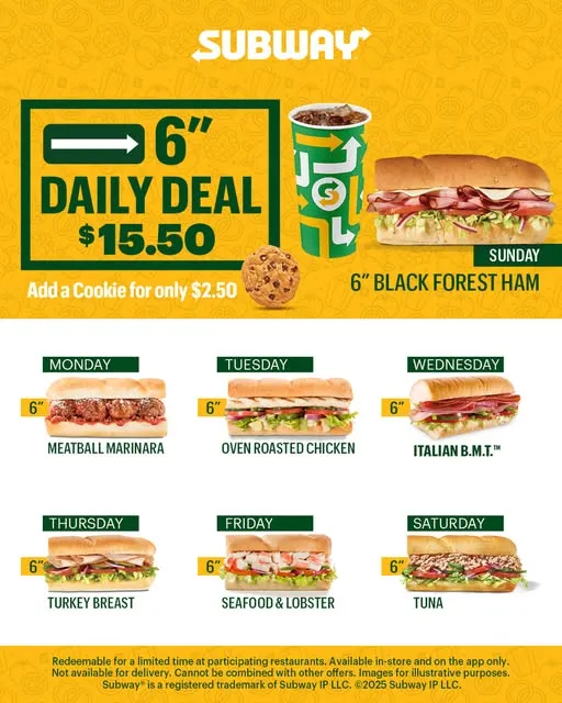 🥪🔥 Fresh deals every day at Subway! 🥪🔥
