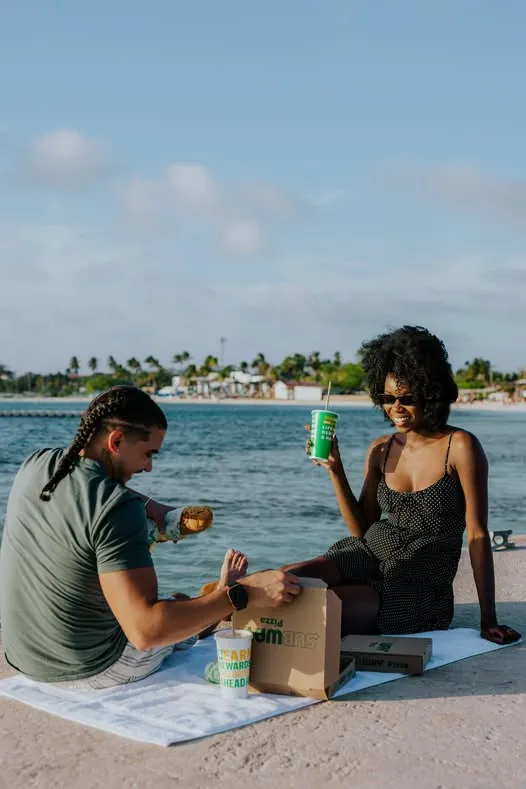 Sunset, sea breeze, and a full Subway spread. That's the vibe. 🌅 😎🌴