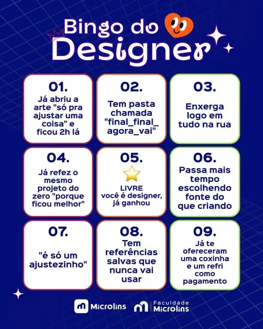 O Bingo do Designer chegou e a gente sabe que você vai se reconhecer em pelo menos uns 5 aí