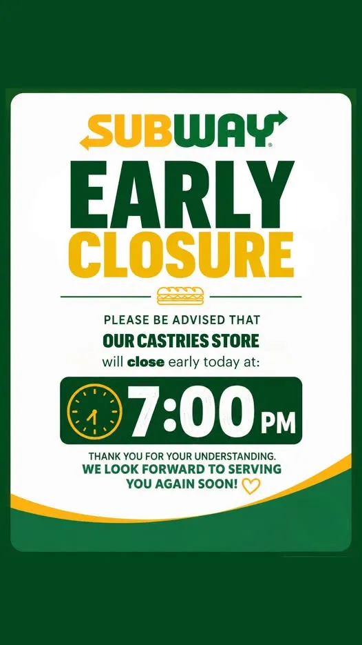 ⚠️ EARLY CLOSURE NOTICE