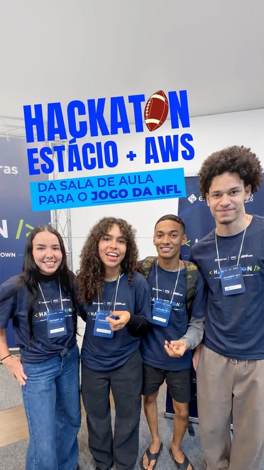 Tem experiências vão muito além da sala de aula. E a parceria entre Estácio Carreiras e a AWS é uma delas! 🏈💙