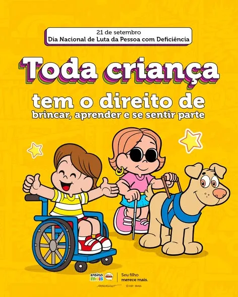 21 de setembro é Dia Nacional de Luta da Pessoa com Deficiência. 💛