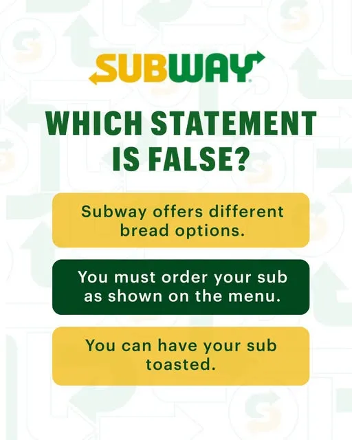 FACT: You can customise your Subway order just the way you like it. Choose your bread, toppings, sauces, and more to make your sub your own. 🥖🥬