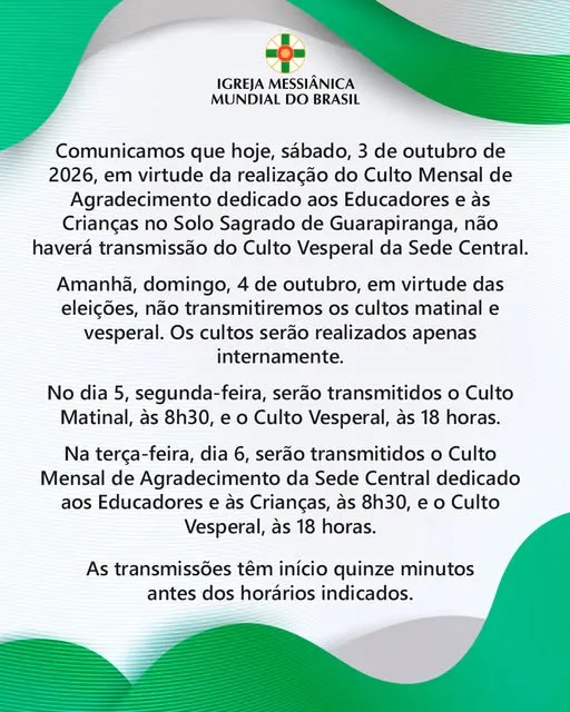 Comunicamos que hoje