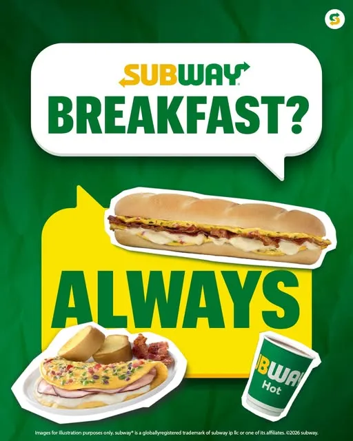 Your morning routine called — it wants a Subway® breakfast