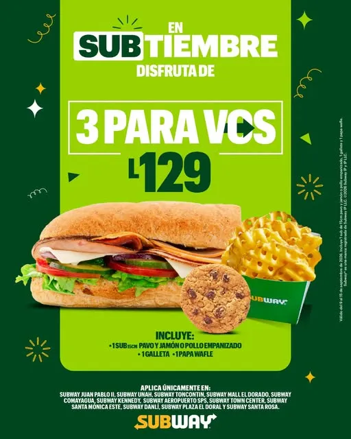 ¡Este SUBTIEMBRE disfruta de 3 PARA VOS!