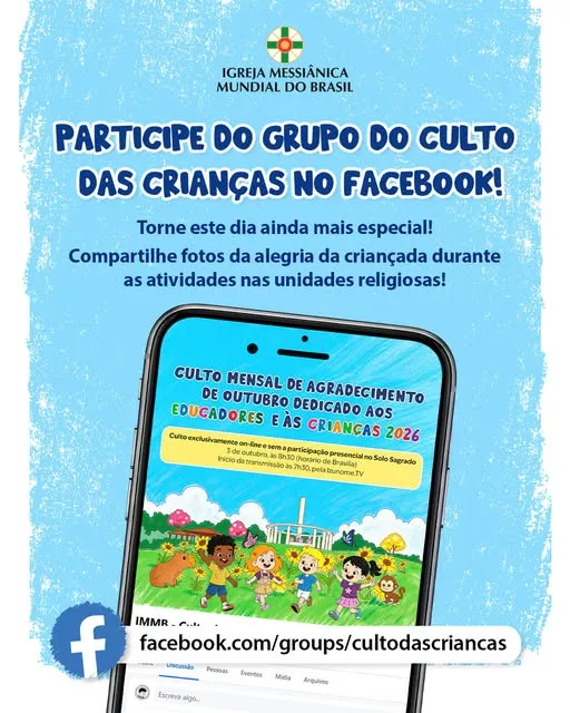 Participe do grupo do Culto das Crianças no Facebook!