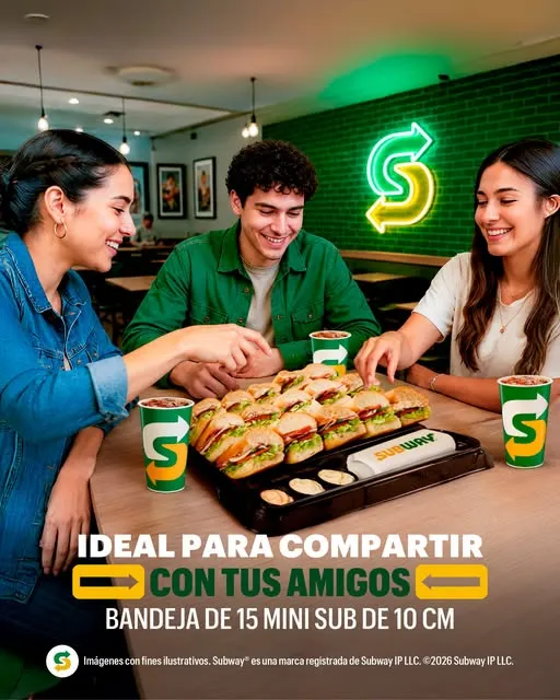 Compartir siempre sabe mejor cuando hay Subway® en la mesa. 🙌